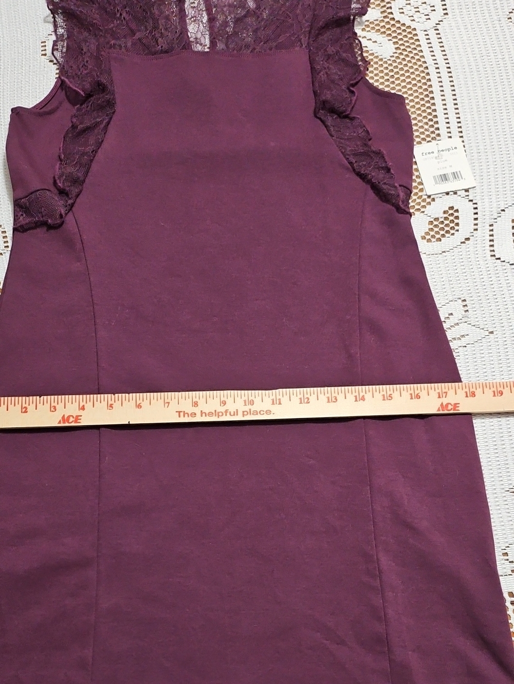 Free People NWT Plum Lace Mini Dress Ruffle Romantic Boho - Picture 5 of 9